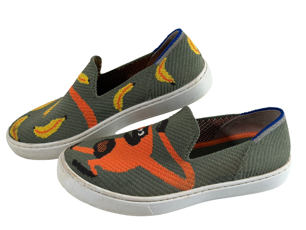 Rothy's Kids Snack Attack Slip On Casual Sneakers, Monkey & Bananas, Youth 3Y